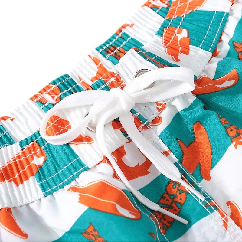 techcity Boys Swim Trunks, Quick Dry Beach Swim Shorts Little Boys Bathing Suit Swimsuit Toddler Boy Swimwear with Mesh Lining, 3-14 Years (7-8 Years, Orange) - Image 3
